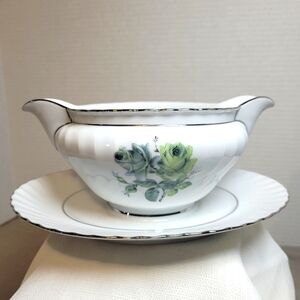 Royal Tettau Dawn Rose Gravy Boat with Attached Underplate